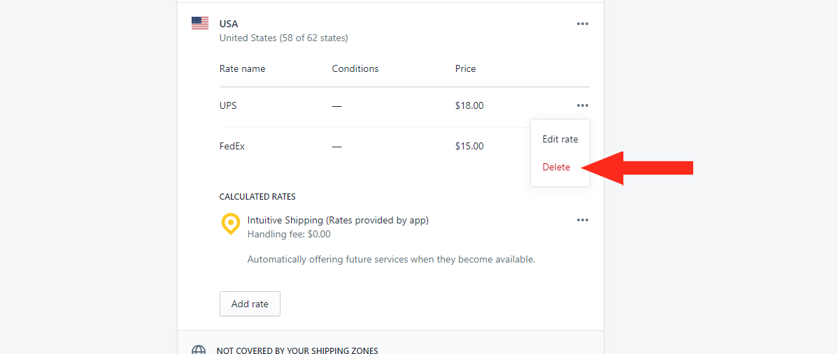 how to remove free shipping shopify
